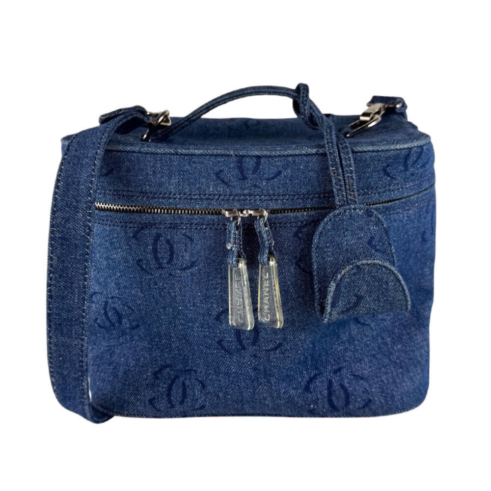 Chanel CHANEL Shoulder Bag Vanity Denim Blue Women's z10532
